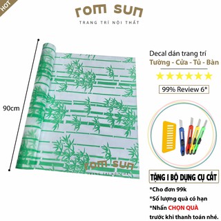 Decal dán kính mờ cửa sổ, giấy dán kính phòng ngủ chống nắng, đề can dán văn phòng cây tre xanh