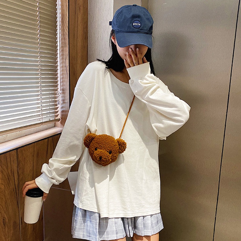 Túi đeo chéo IELGY mini hình gấu bông dễ thương dành cho nữ