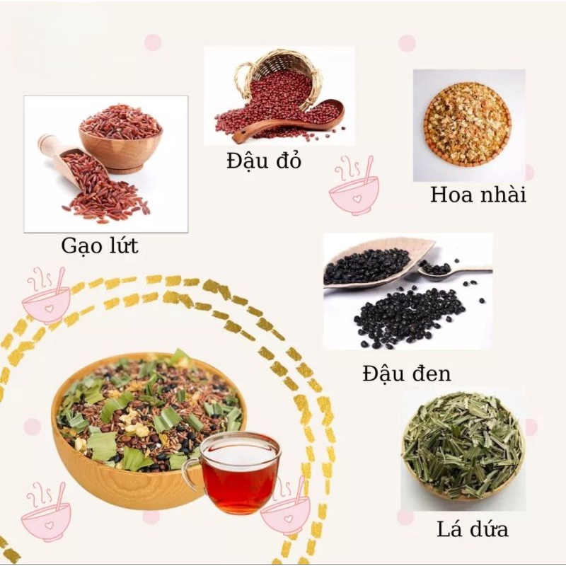 Combo 2 ký Trà Gạo Lứt, Đậu Đen Xanh Lòng, Hoa Nhài, Xạ Đen, Lá Sen, Lá Dứa