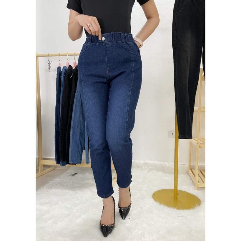 Quần Jeans Nữ Cao Cấp Một Cúc Lưng Cao Co Giãn Bốn Chiều