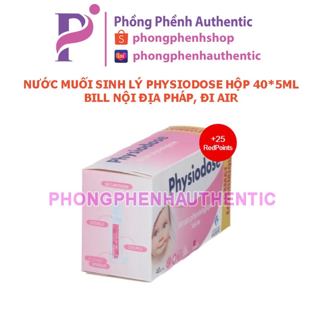 Nước muối sinh lý Physiodose Serum Physiologique 40*5ml - Bill nội địa Pháp - Phồng Phềnh Authentic