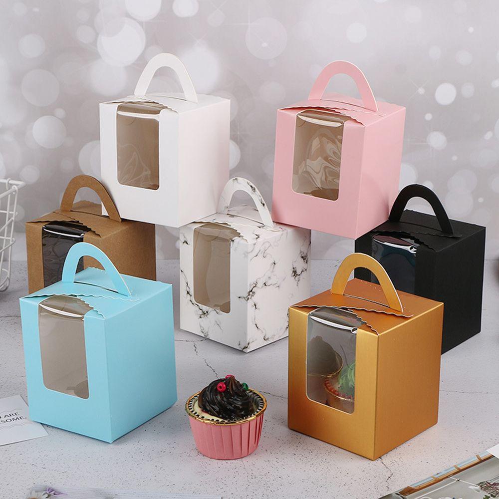 YIYU 1 Hộp Đựng Bánh Cupcake Có Cửa Sổ Trong Suốt 10 Cái Cho Trang Trí