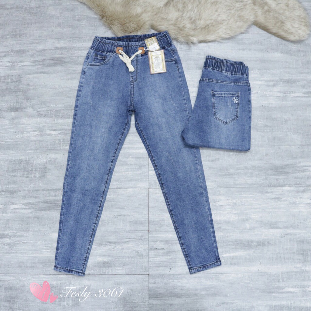 Quần Jeans Nữ Cạp Chun 3061 Cạp Cao [ Ảnh Thật ]