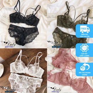 Bộ Đồ Lót Nữ Man Mỏng Dây Ngực Chéo Gợi Cảm, Set Đồ Lót Nữ Ren Mỏng Xuyên Thấu Sexy