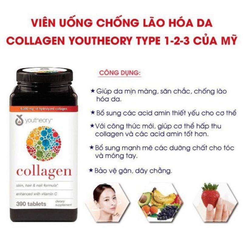 [Chiết lẻ dùng thử] Collagen uống youtheory type 1, 2 & 3 chính hãng nhập từ Mỹ
