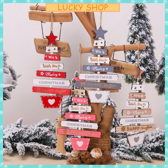 L&K Letter Printing Wood Craft Christmas Tree Ornament Hanging Pendants Party Decorations