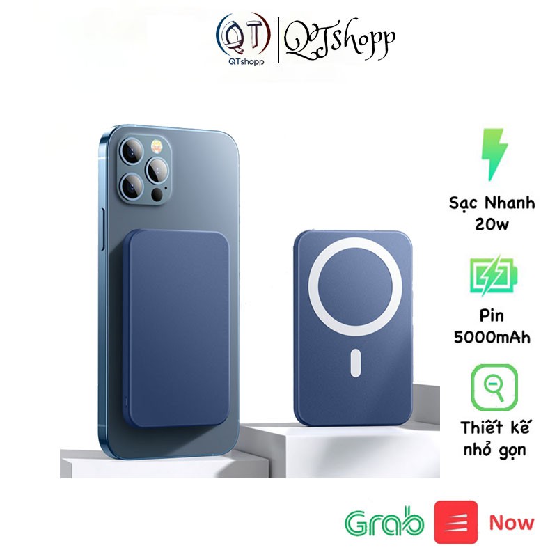 Sạc dự phòng không dây từ tính Sạc nhanh 20W dung lượng 5000mAh QT