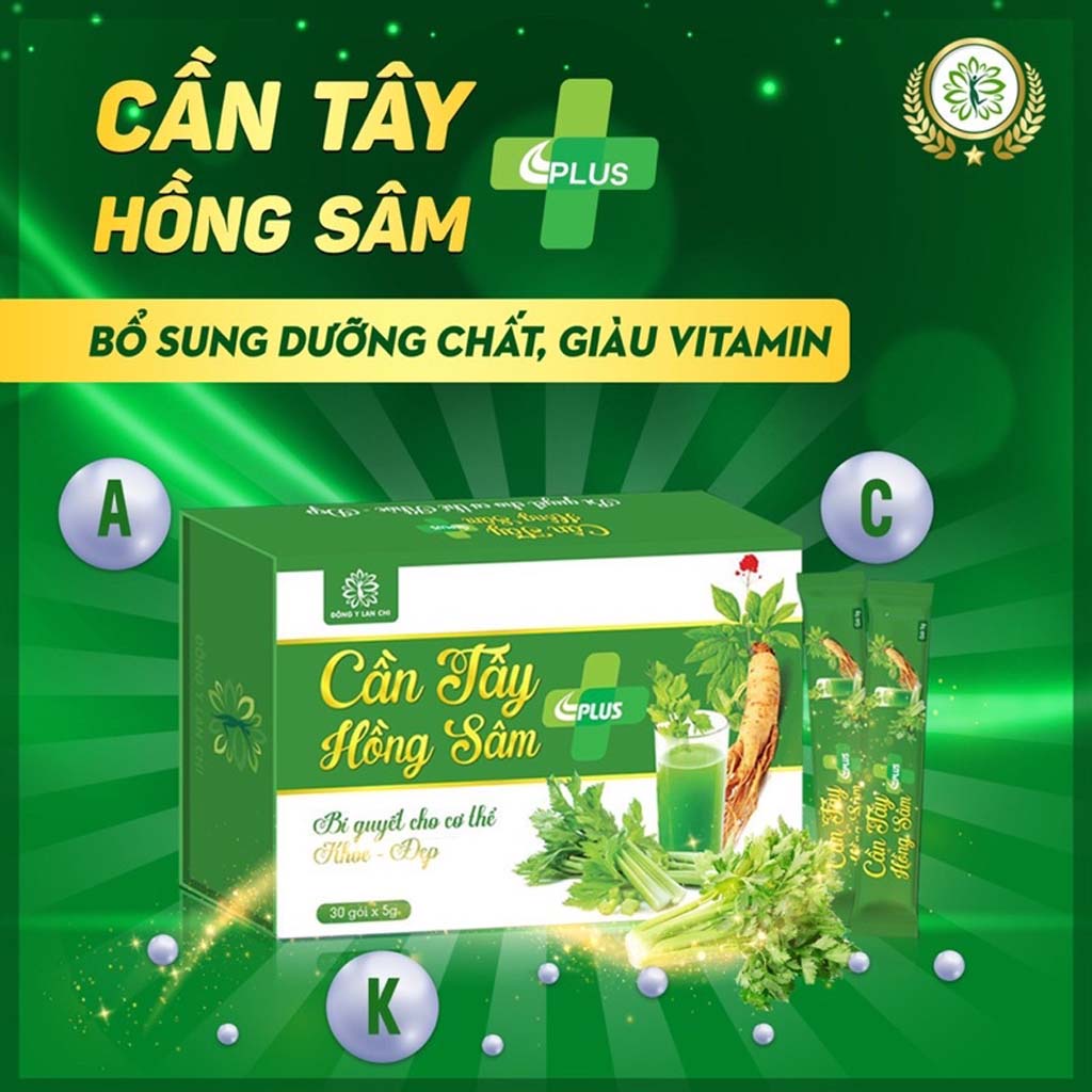 Cần tây hồng sâm plus Đông Y Lan Chi giúp giảm cân thanh lọc cơ thể 30 gói, thực phẩm chức năng đẹp da dáng thon