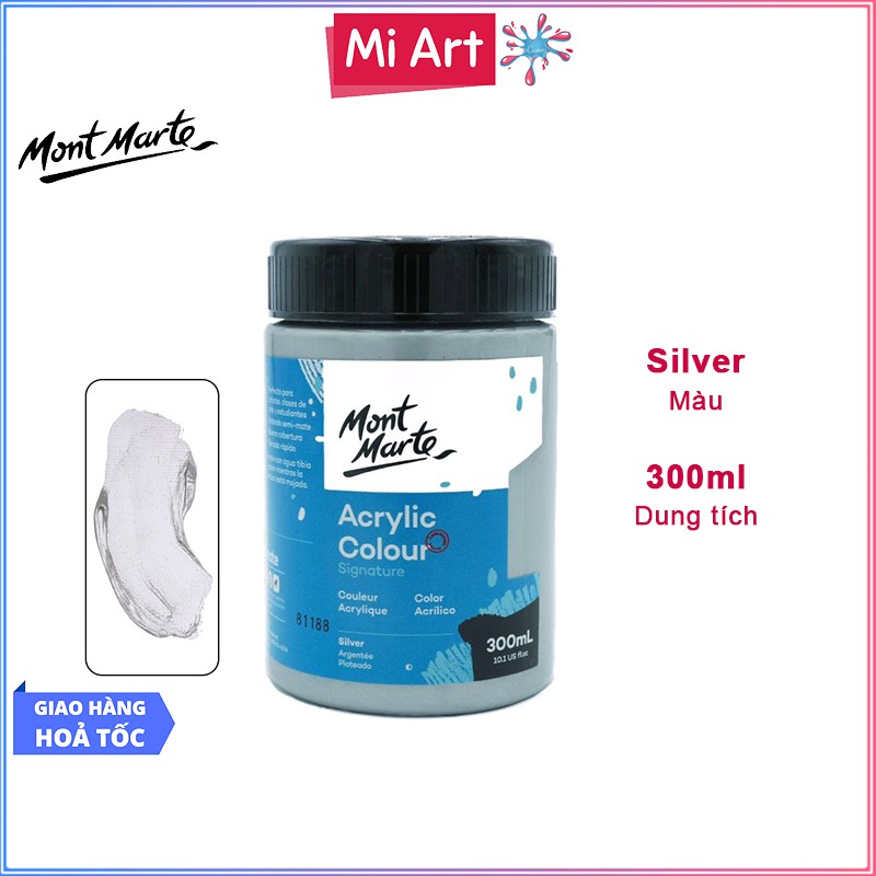 Màu Acrylic Mont Marte 300ml - Silver - Acrylic Colour Paint Signature 300ml (10.1oz) - MSCH3034