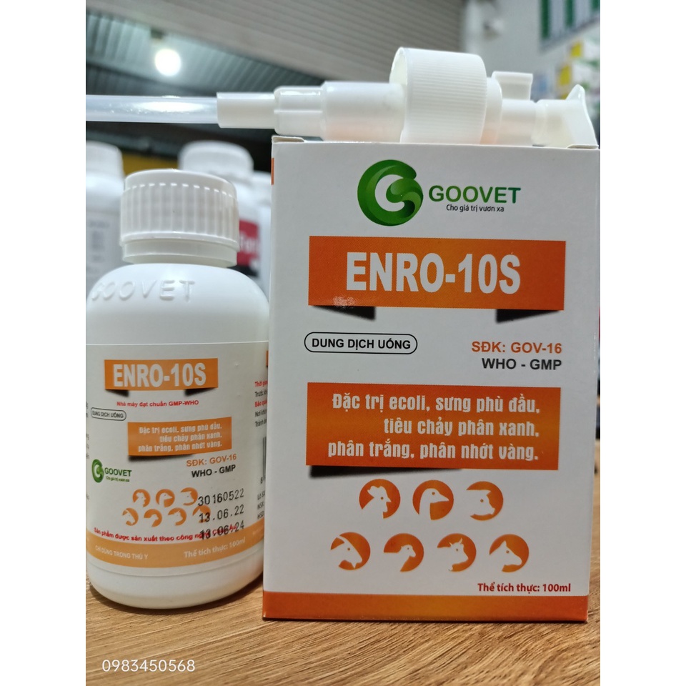 ENRO-10S 100ml Goovet Dùng cho heo và gia cầm