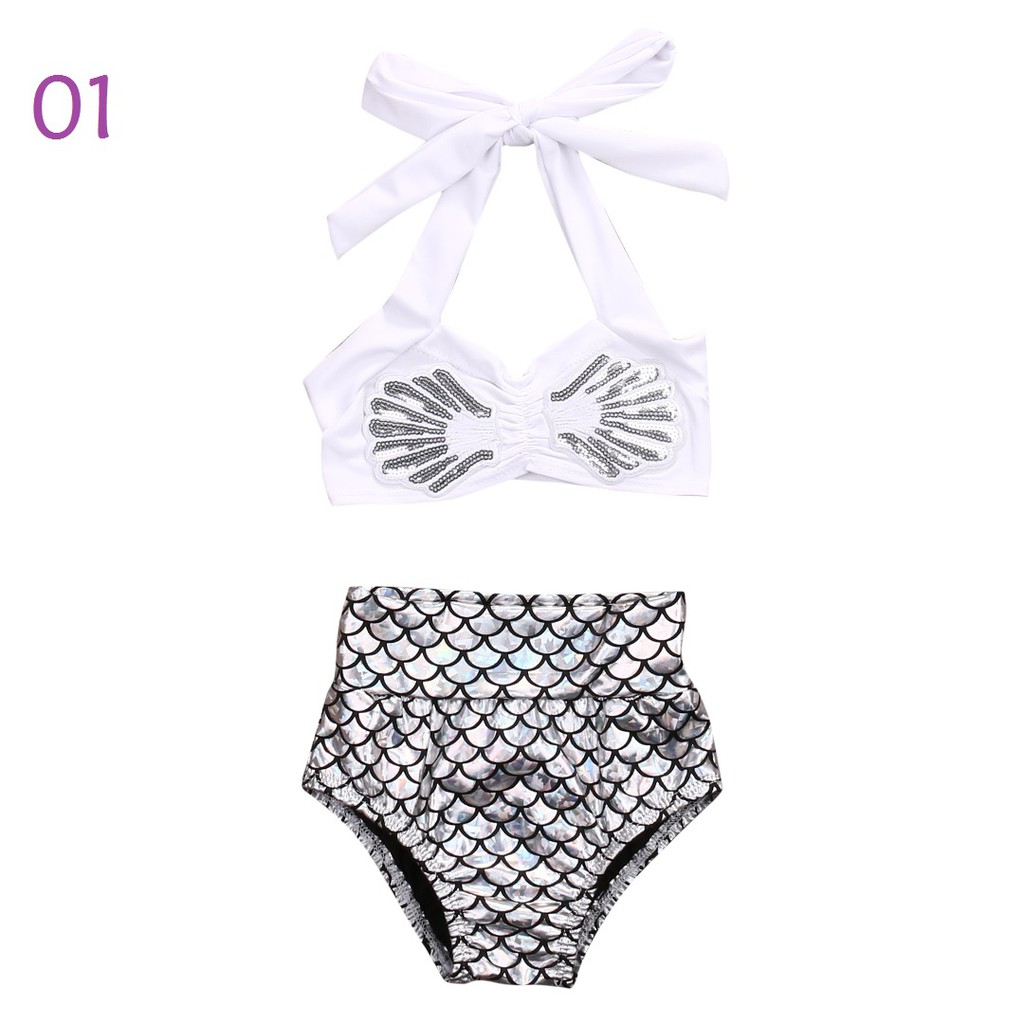 Bộ Đồ Bơi Bikini In Hình Nàng Tiên Cá Đáng Yêu Cho Bé Gái