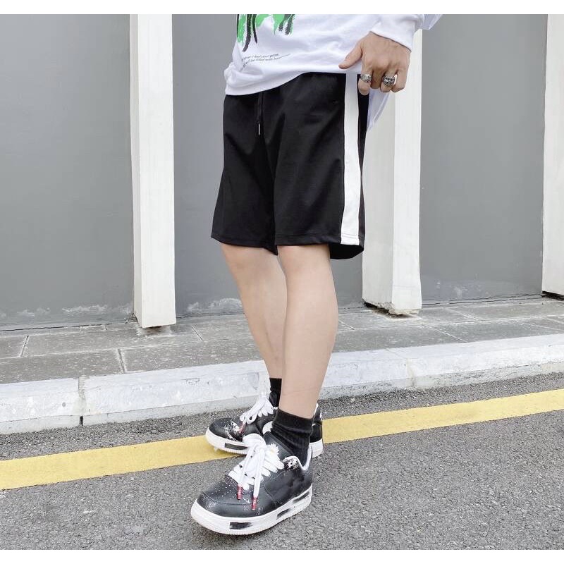 Quần Short đùi nam nữ dáng unisex Umi 1 Sọc Hàng Loại 1 chất dày mịn - Quần sooc đùi thể thao ulzzang