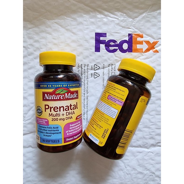 90 Viên uống vitamin bà bầu Nature Made Prenatal Multi DHA