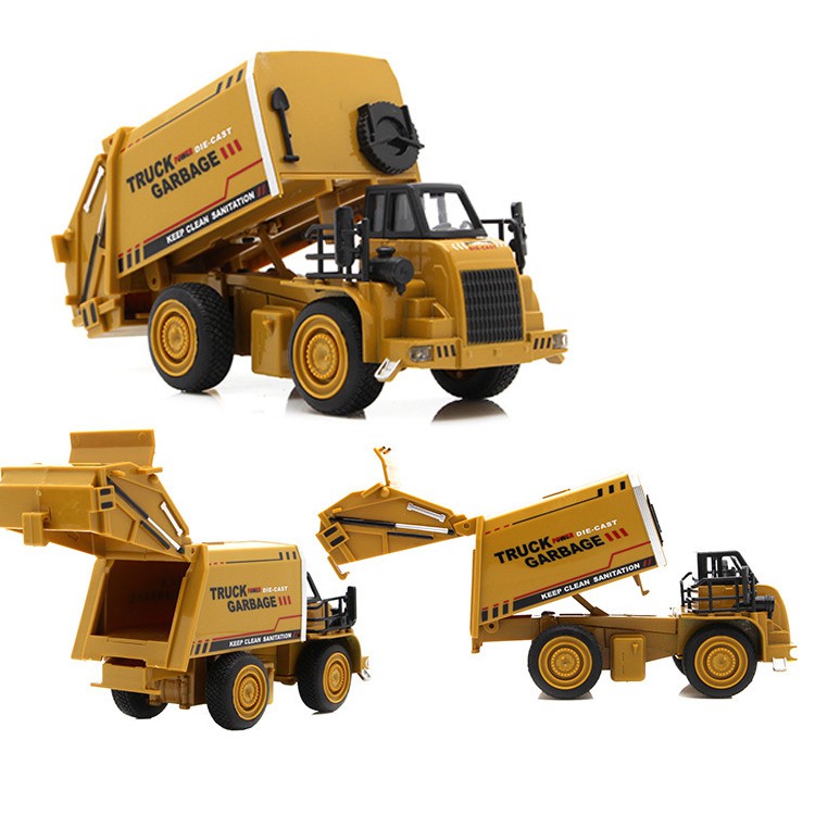 Xe ô tô chở rác die cast đồ chơi trẻ em mô hình xe garbage truck tỉ lệ 1:48 có âm thanh và đèn