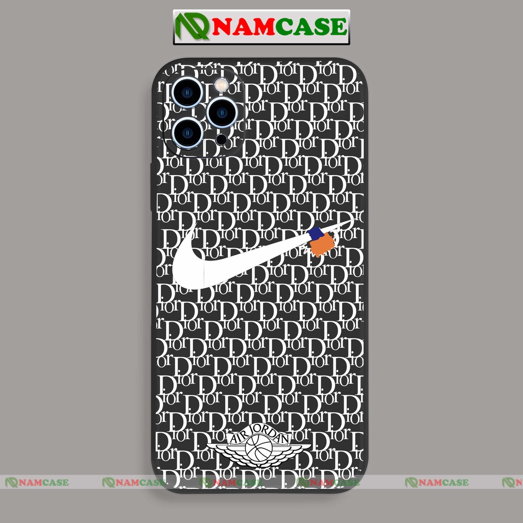 Ốp lưng iPhone nike dior cạnh viền vuông silicon mềm dẻo bảo vệ camera iphone 6/6s/7/8/X/XS/XR/11/12/13 Pro Plus cute