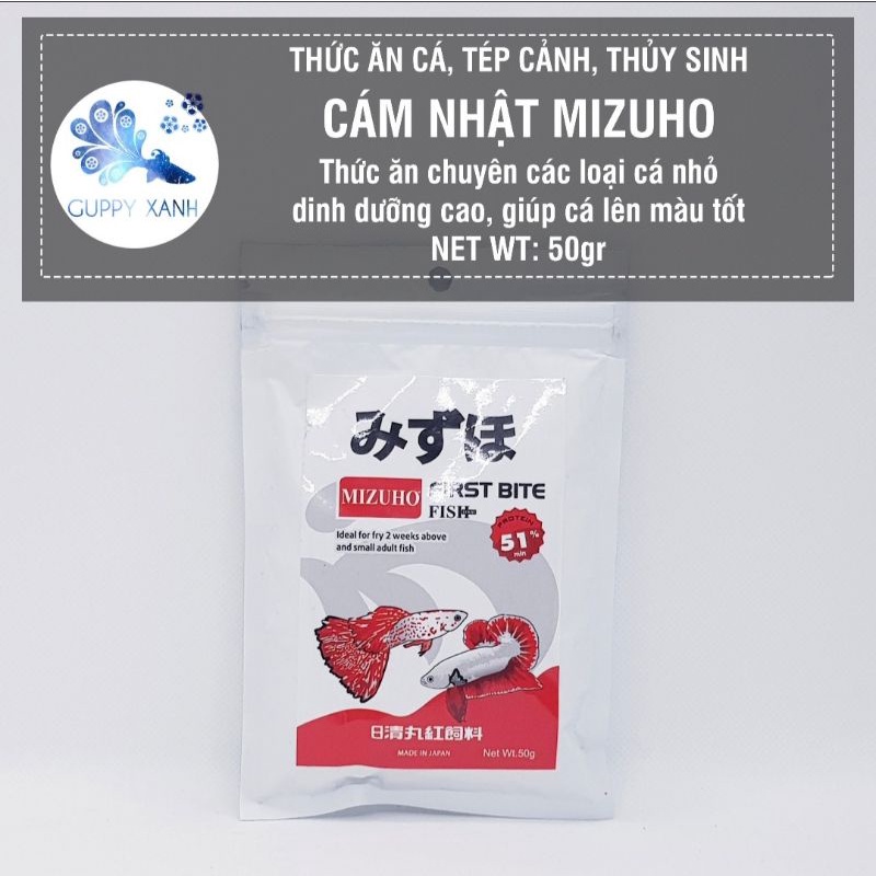 Cám Mizuho thức ăn cho guppy, betta, neon lượng đạm cao 51% ( Gói 50gr )