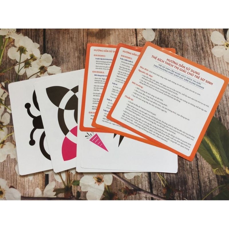 Flashcard Kích Thích Thị Giác Cho Trẻ Sơ Sinh 💖𝑭𝑹𝑬𝑬𝑺𝑯𝑰𝑷💖 Bộ 60 thẻ, 4 Tập, Kích Thước 21x21cm