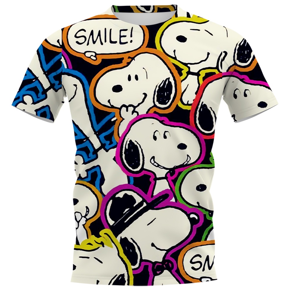Áo thun tay ngắn in hình chú chó Snoopy hoạt hình 3D