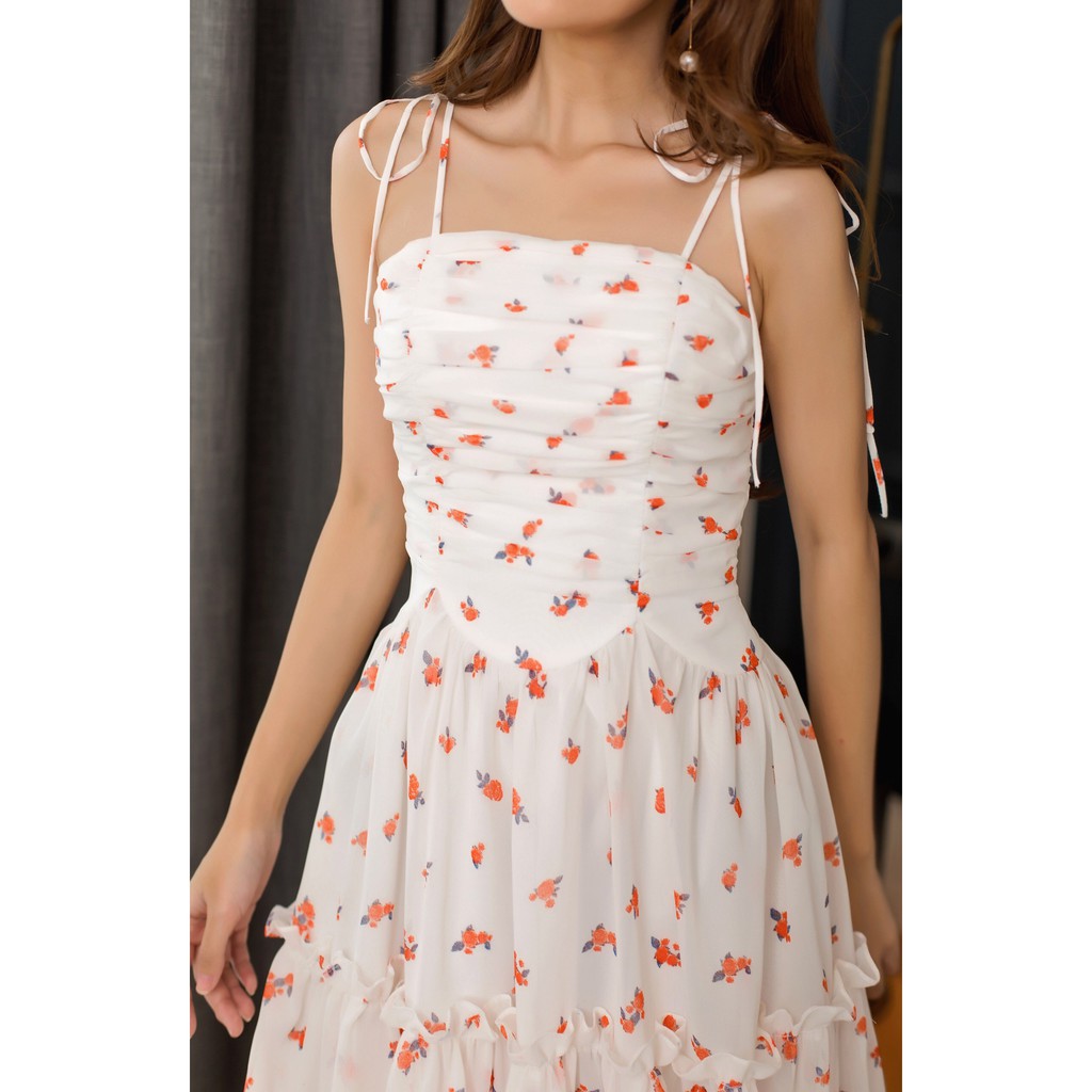 SÒ VINTAGE - LUMI Đầm hoa cột dây dây xếp ngực | BigBuy360 - bigbuy360.vn