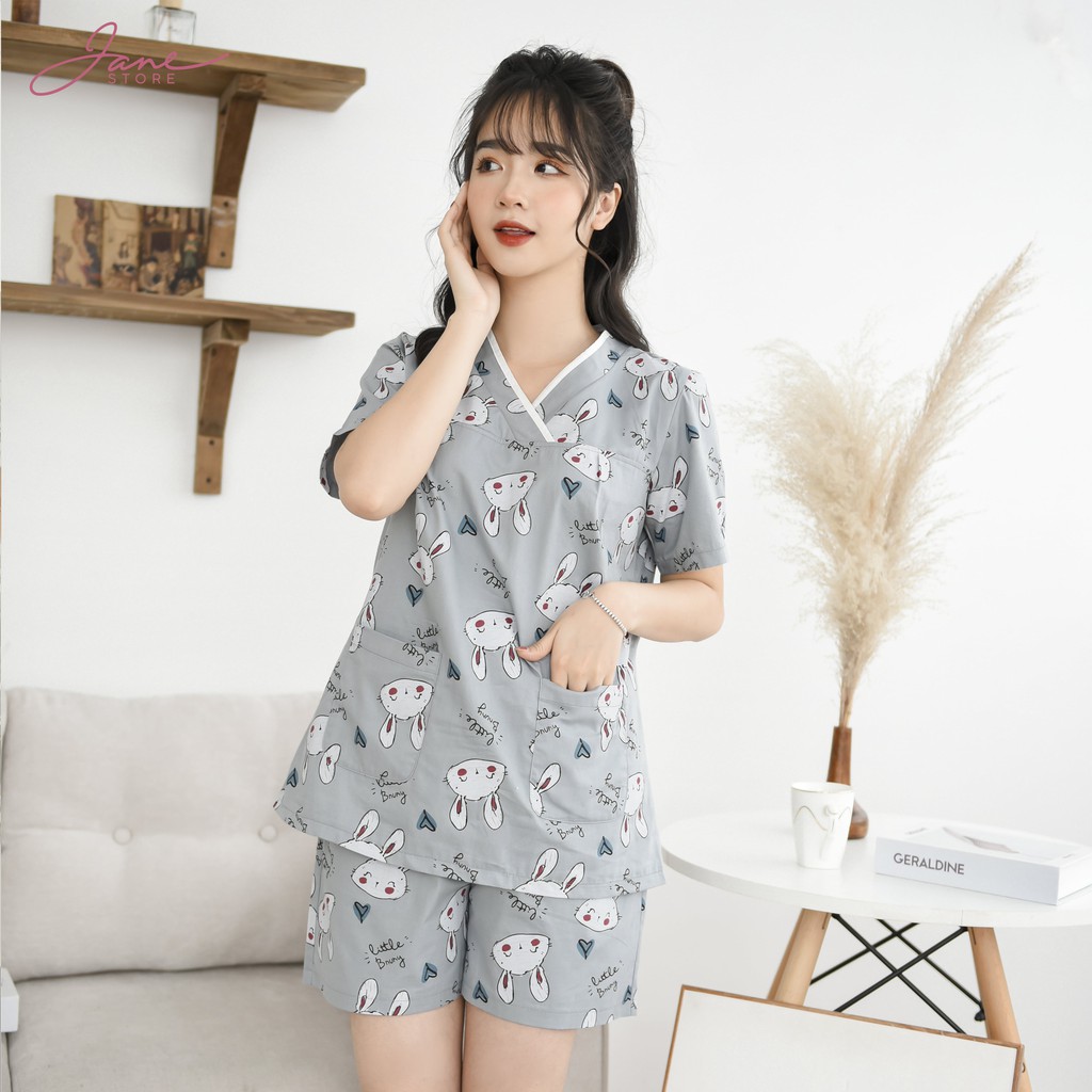 Đồ bộ, đồ ngủ nữ Yukata chất thô Set đồ nữ mặc nhà áo cộc quần cộc Jane mã Y