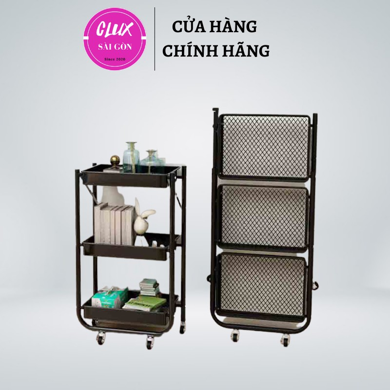 Kệ đựng đồ 3 tầng đa năng, kệ để đồ di động, gấp gọn, giá kệ tiện ích trong nhà bếp, nhà tắm và spa