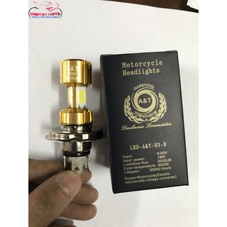 Đèn pha led xe máy A&T 2 chân 18w siêu sáng cho xe Dream, Wave đời cũ.