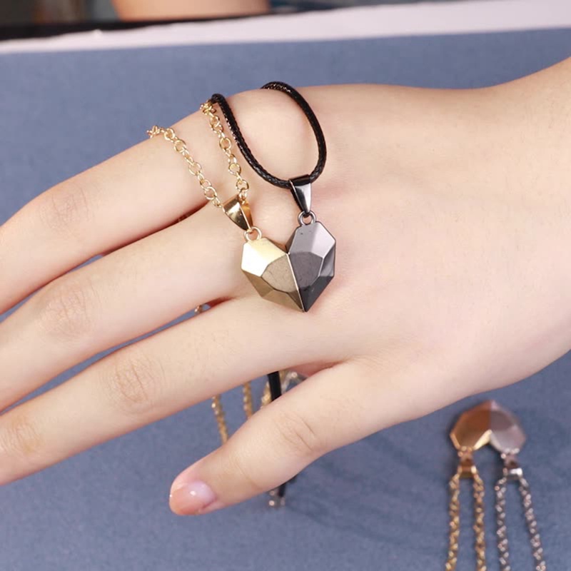 Tmdbyx  Set 2 Vòng cổ tình bạn mặt hình trái tim có nam châm