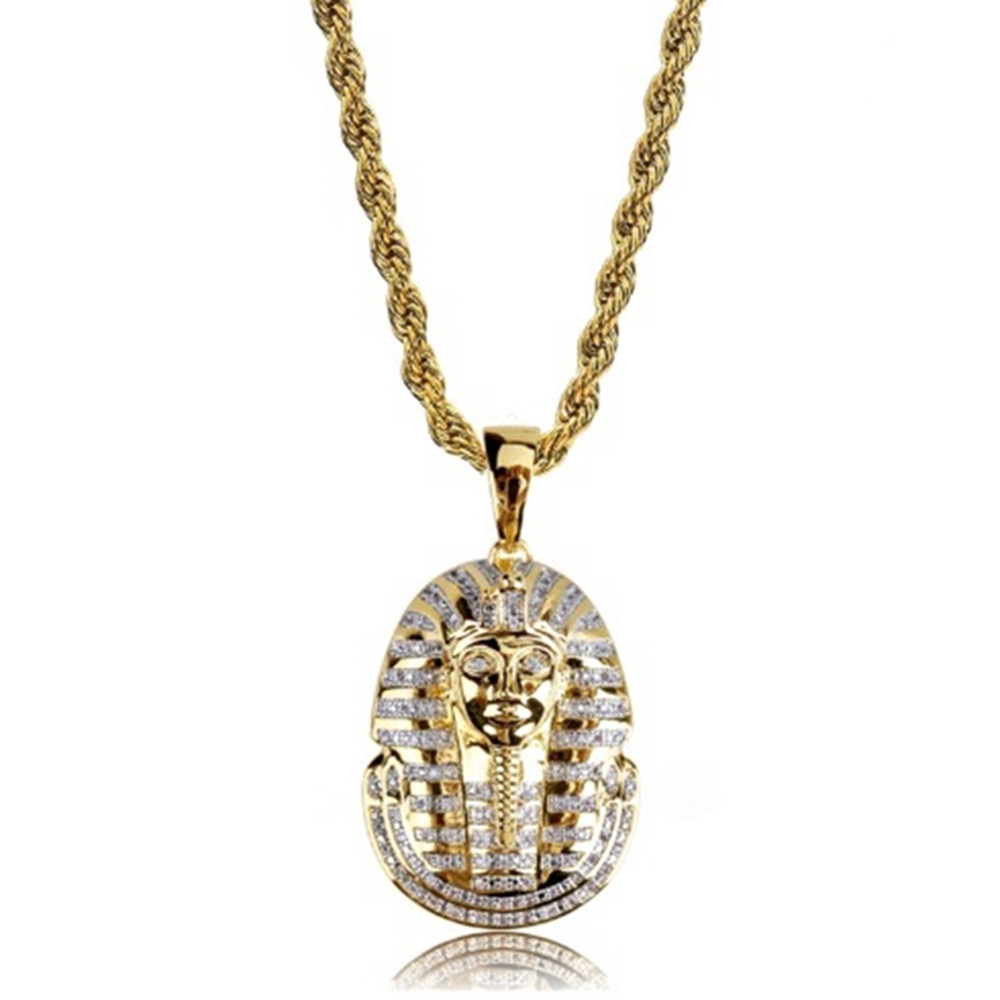 Iced Out Từ Ai Cập Pharaoh Vòng cổ Mặt dây chuyền, Trang sức Đàn ông Hip-hop khảm Micro-dát