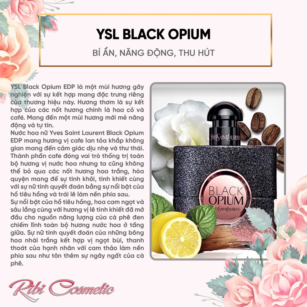 Nước hoa Nữ YSL Black Opium EDP - Hương thơm Ngọt Ngào Quyến Rũ đầy mê hoặc dung tích 90ml