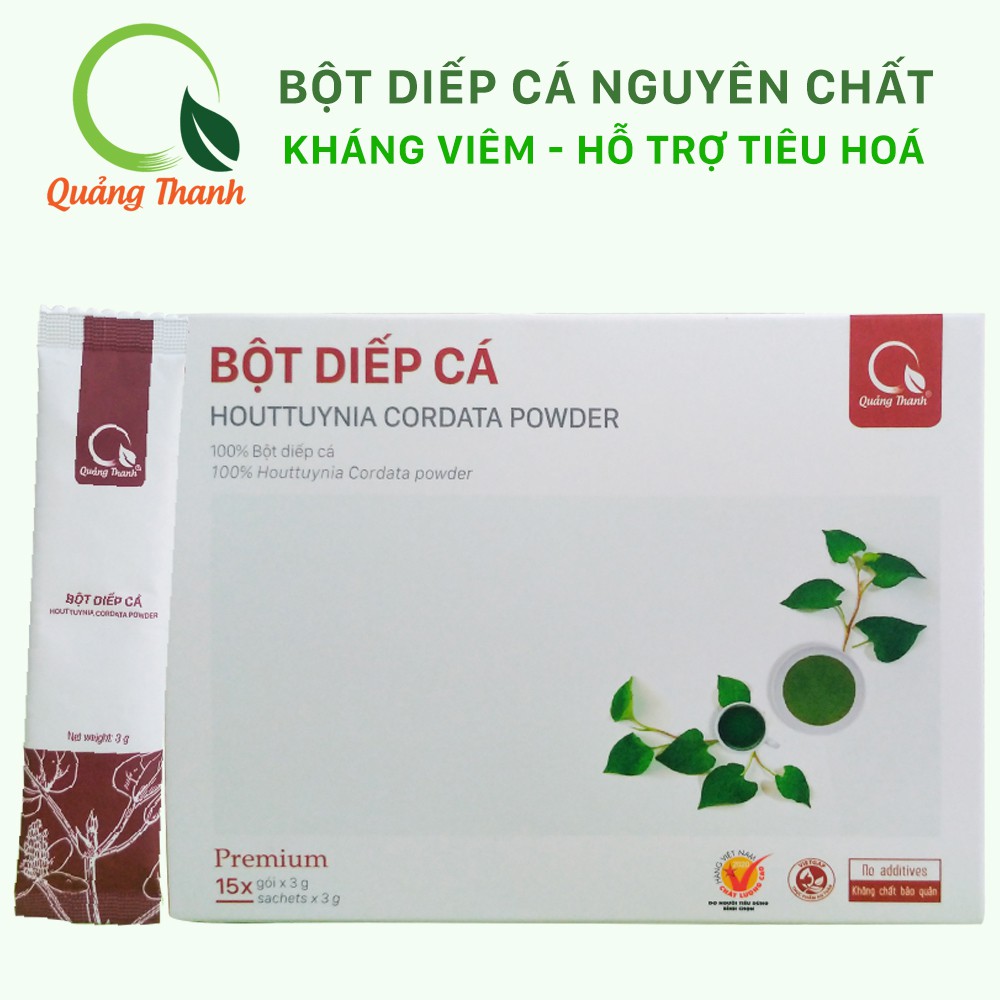 Bột diếp cá nguyên chất Quảng Thanh - Hộp tiện lợi 15 gói x 3g - Công nghệ sấy lạnh tiệt trùng từ vùng nguyên liệu Vietg