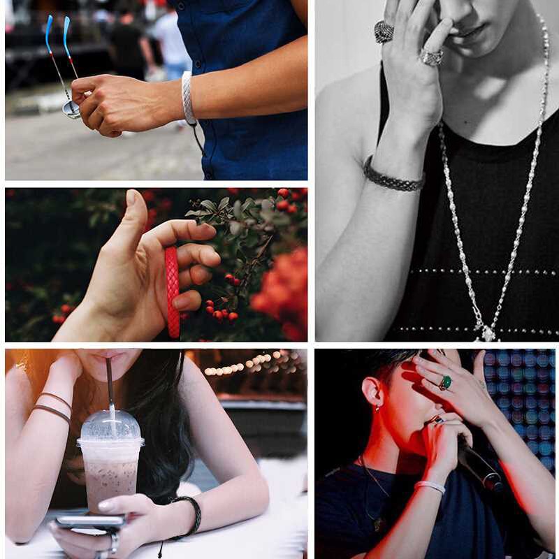 Vòng tay da dệt RINHOO nhiều màu tùy chọn thời trang cho nam và nữ