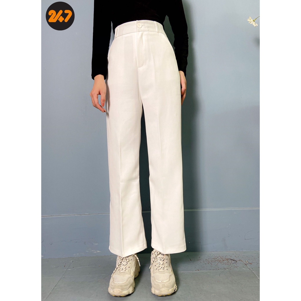 Quần culottes rộng cạp cao khoá trước 1 khuy