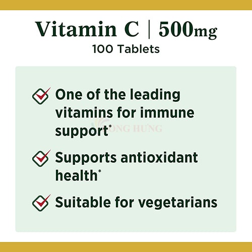 Viên uống Nature's Bounty Vitamin C 500mg hỗ trợ tăng cường hệ miễn dịch (100 viên)