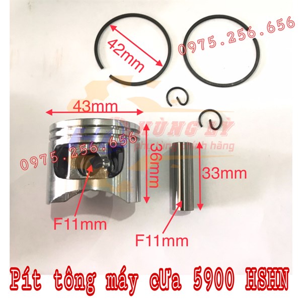 Pít Tông máy Cưa 5900 (43mm) HSHN phụ tùng máy cưa phụ tùng máy nông nghiệp phụ tùng Hùng Lỳ