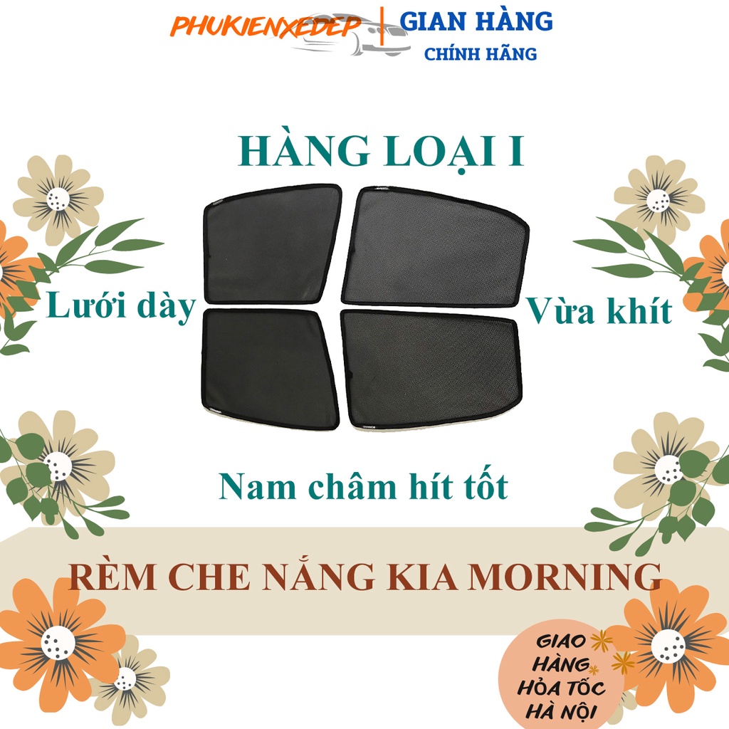 Rèm che nắng ô tô NAM CHÂM theo xe Kia Morning ⚡ HÀNG LOẠI 1 - LƯỚI DÀY ⚡ - Combo 4 tấm chắn nắng - VIỆT NAM SẢN XUẤT