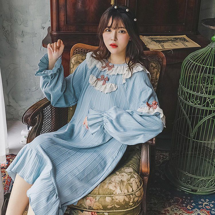 Đầm Ngủ Tay Dài Phong Cách Công Chúa Nhật Bản Dễ Thương Ngọt Ngào Cho Nữ