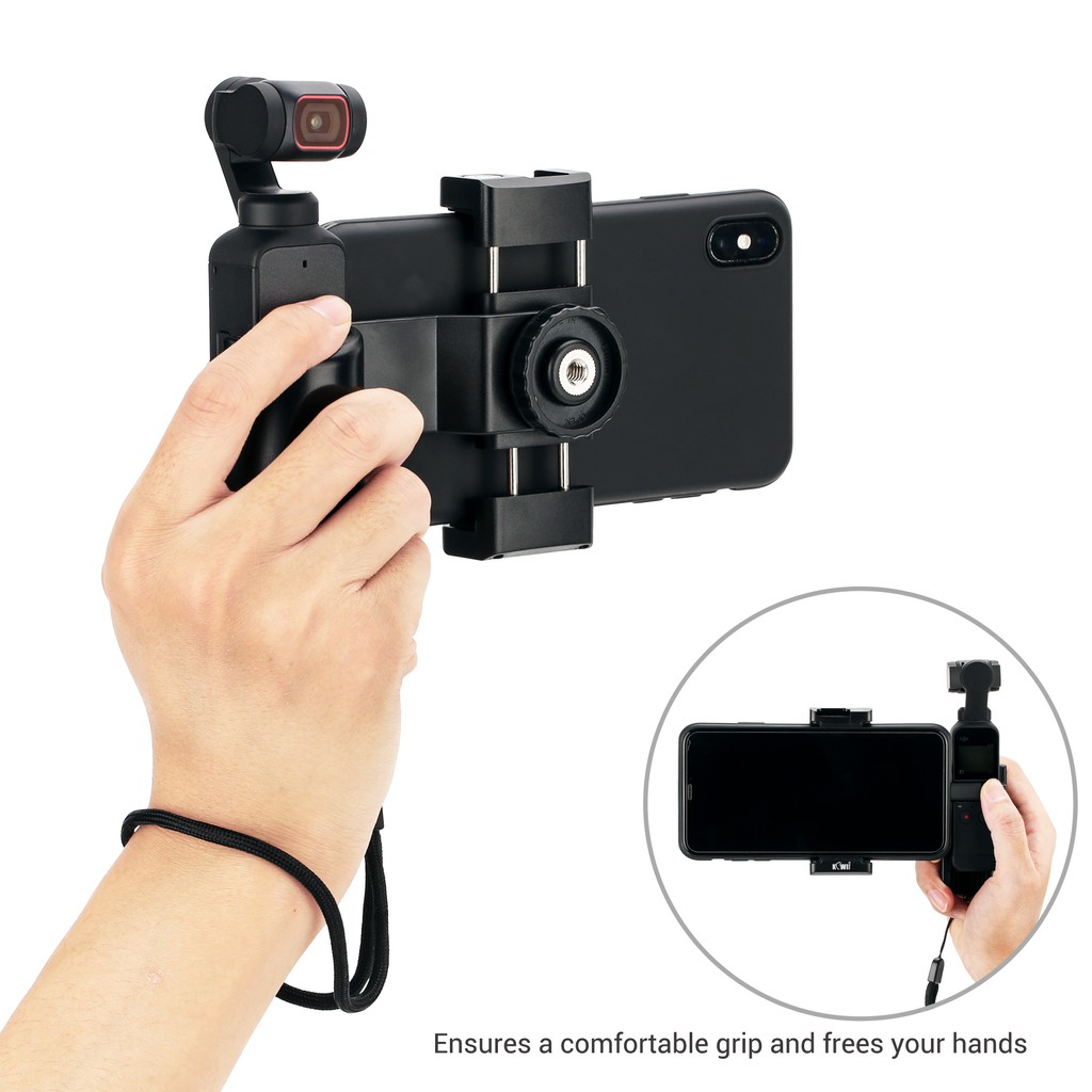 Kiwifotos Tay cầm chống rung cho máy ảnh OSMO Pocket 2/ OSMO/ điện thoại thông minh/ kẹp gắn điện thoại/ tripod 1