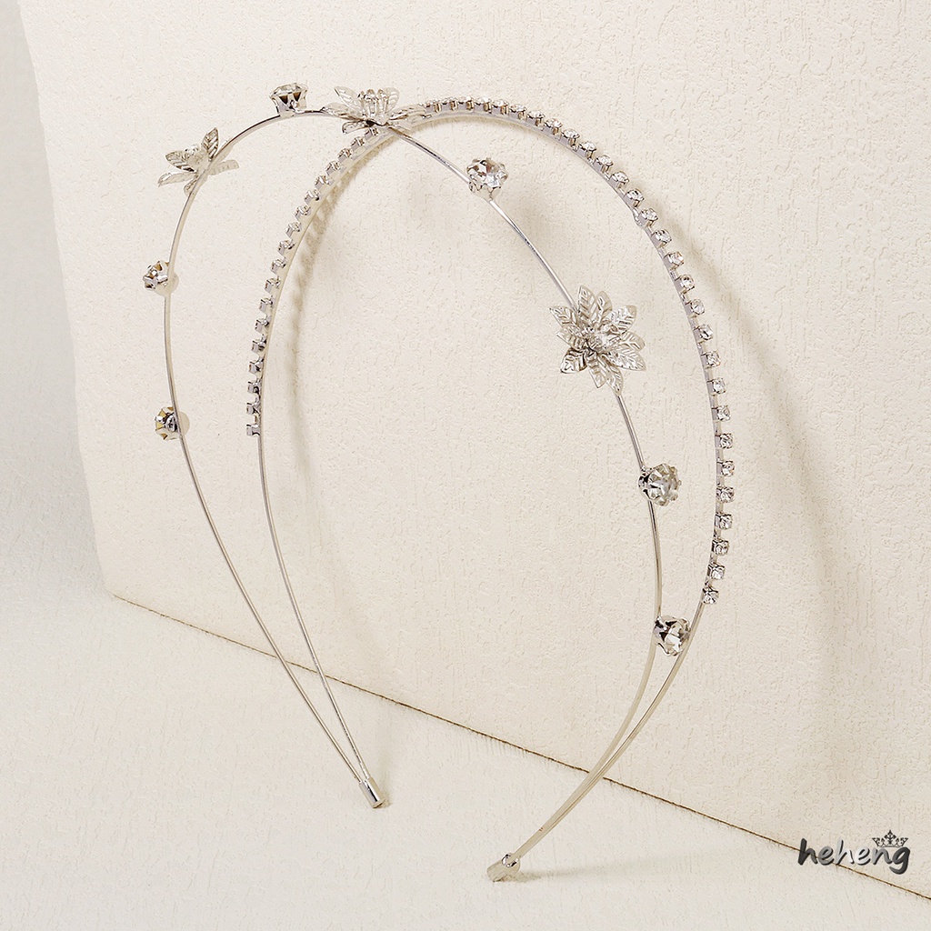 Băng Đô Cài Tóc Đính Đá Hình Hoa Dành Cho Phù Dâu