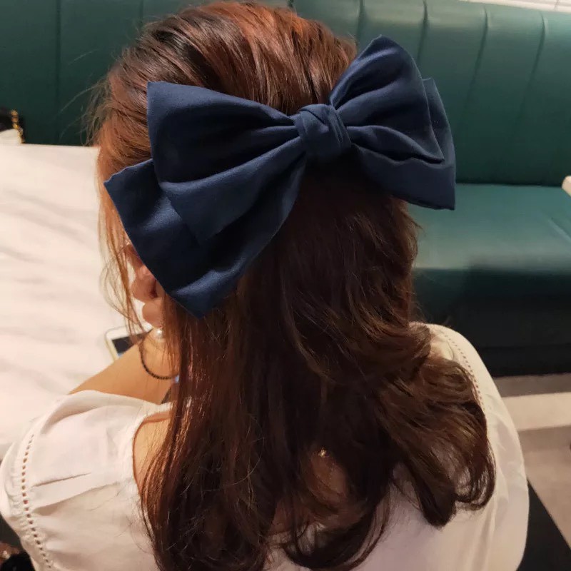 Kẹp tóc nơ to bản [HOTTREN - SIÊU RE] cặp tóc nơ ruy băng cỡ lớn thời trang Hàn Quốc, vải satin cao cấp