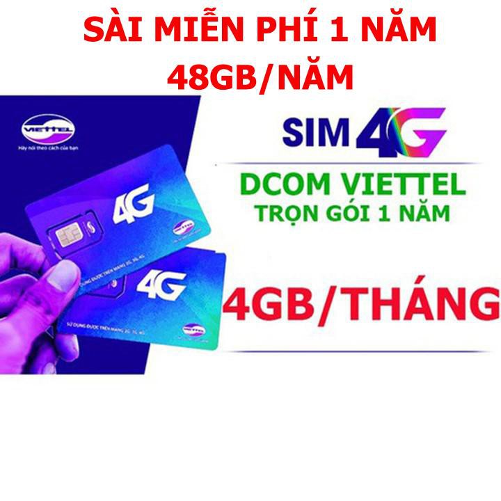 [Mã 229ELSALE hoàn 7% đơn 300K] SIM 4G 1 NĂM VIETTEL D500 KM 48GB/NĂM SIÊU TỐC ĐỘ