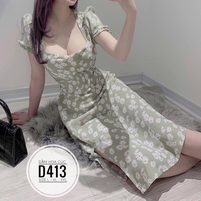 Bigsize Đầm hoa cúc D413