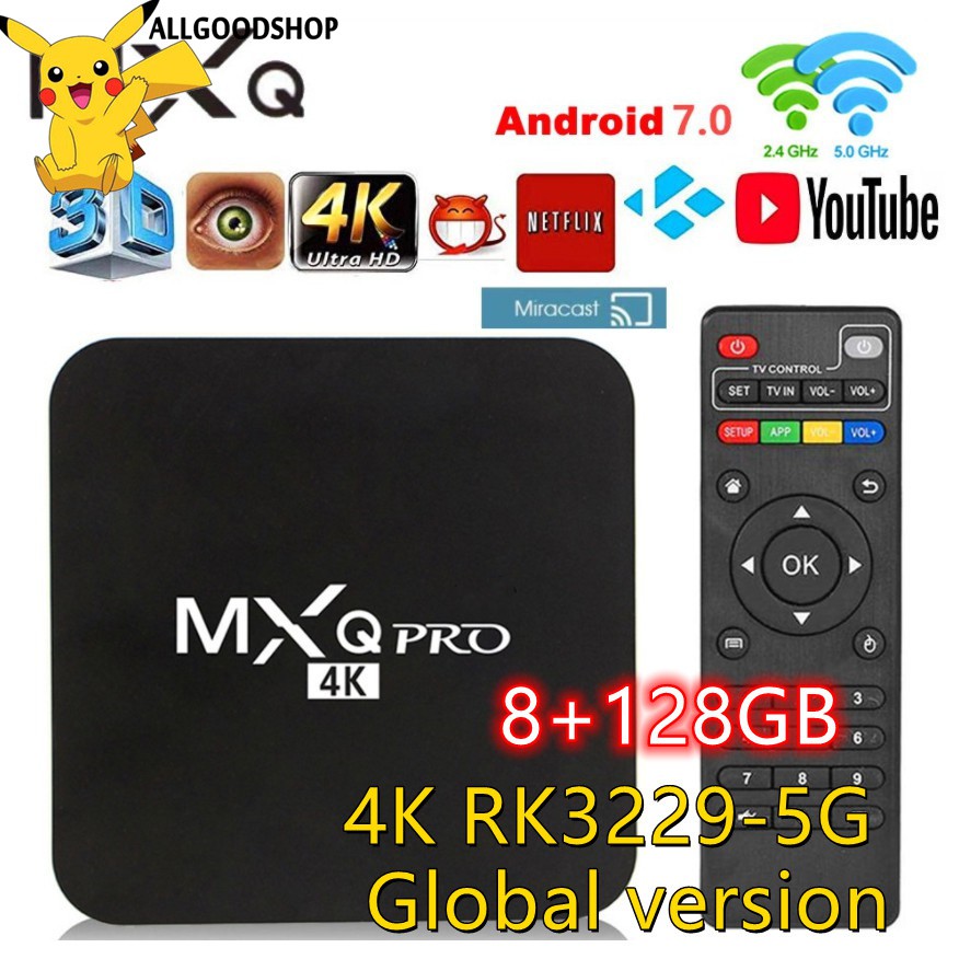 Đầu Mxq Pro 5g 4k Rk3229-5G 8 + 128gb Ultra Hd Smart Tv Box Thông Minh Android Mxqpro 85g + 128gb