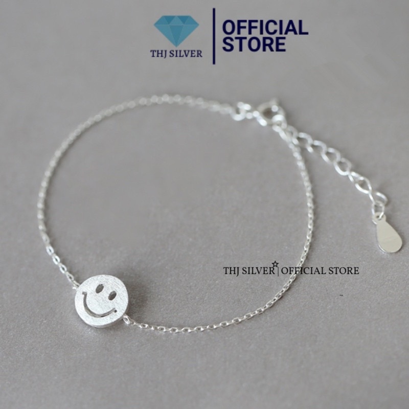 Lắc nữ bạc ta THJ - Lắc nữ mặt cười Smile hotrend cá tính, chuẩn bạc ta