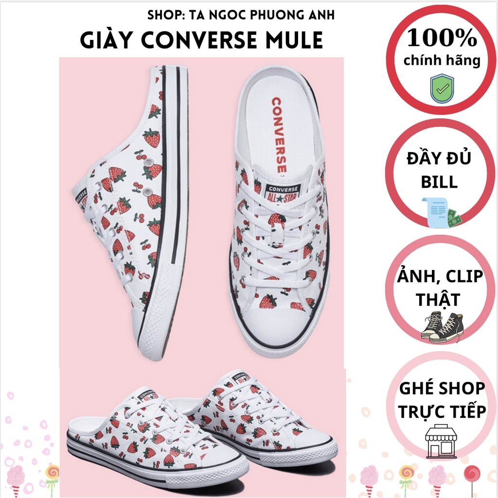 GIÀY CONVERSE: ĐẠP GÓT, QUẢ DÂU, Chuck Taylor All Star Dainty Mule Slip 'Fruit Pack - Strawberry'