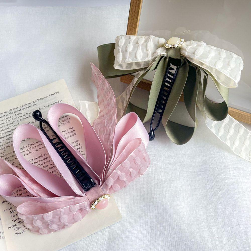 Kẹp Tóc Đính Nơ Bằng Nhựa Resin Phong Cách Retro Thời Trang Cho Nữ