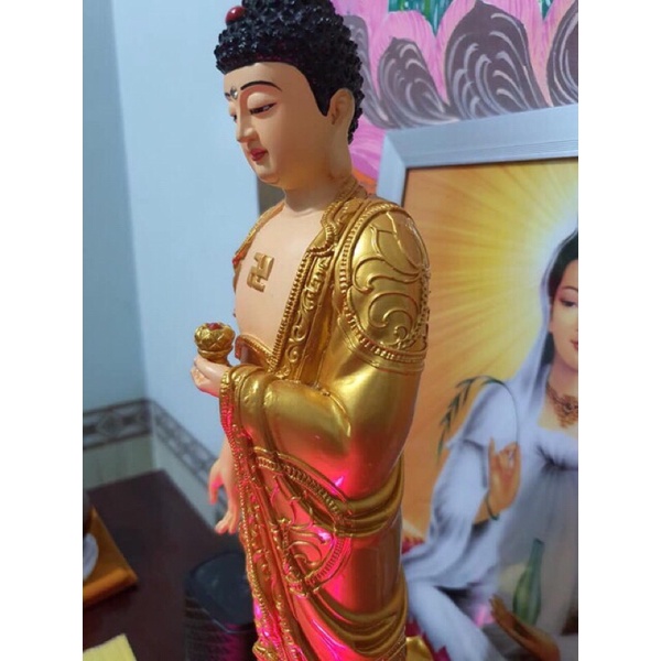Tượng A Di Đà đứng cao 40cm sơn vàng chất lượng - LHADD40