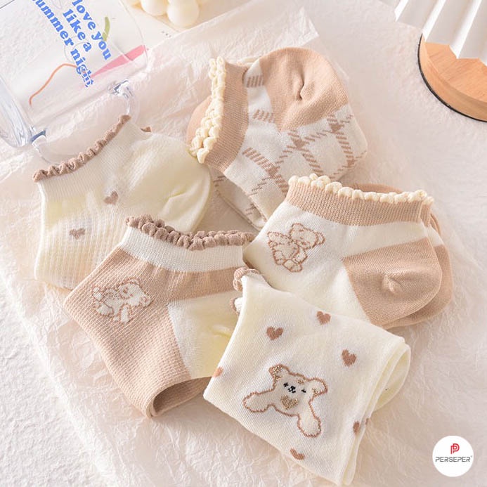 Tất cổ ngắn nữ, vớ nữ cổ bèo chất vải cotton co giãn bốn chiều thoáng khí - Cherry Shop