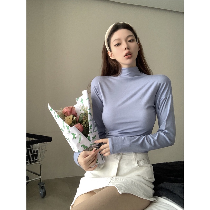 Áo Len Tay Dài Cổ Lọ Thời Trang Phong Cách Hàn Quốc Cho Nữ