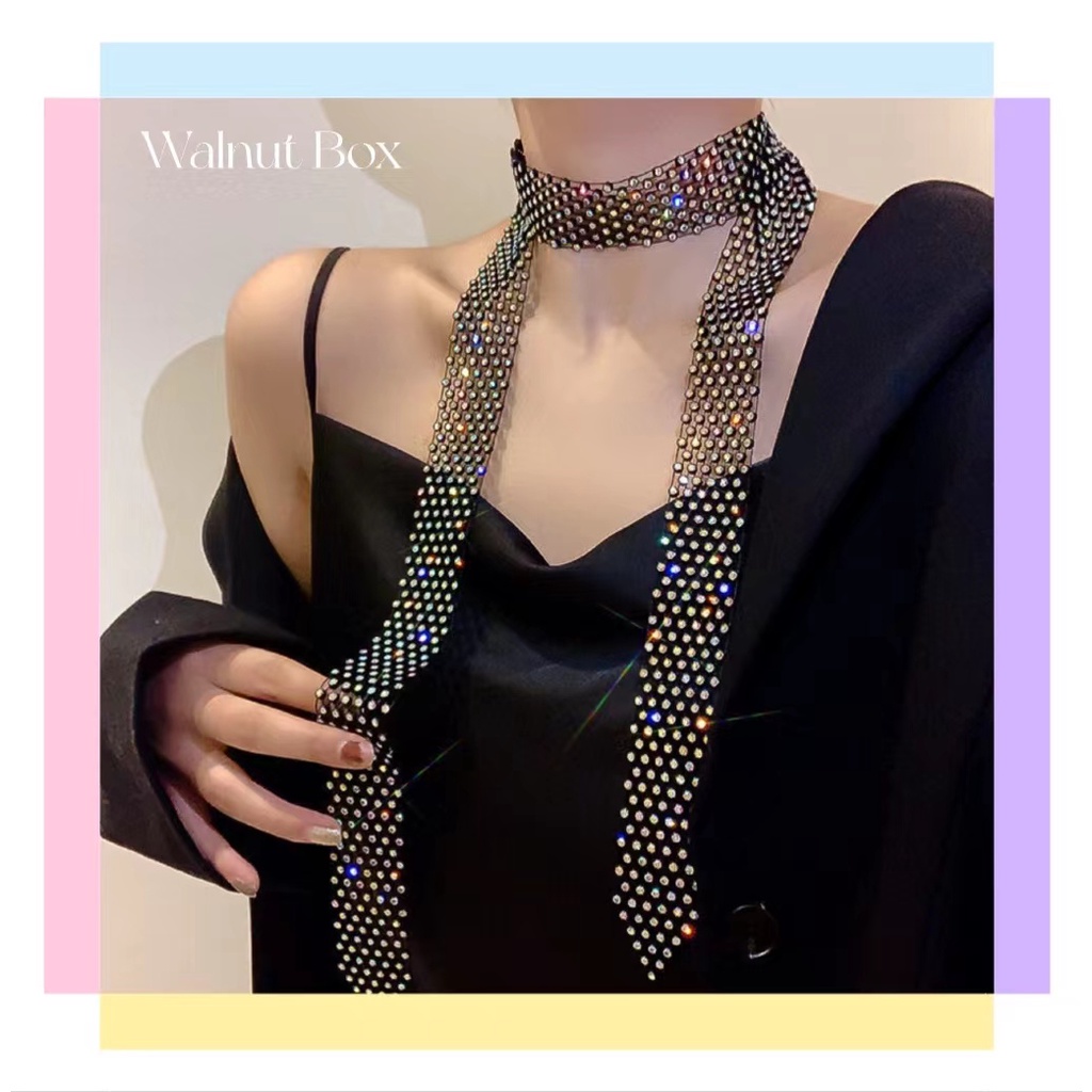 Vòng Cổ choker Đính Đá Đen Phong Cách Âu Mỹ Cổ Điển Dành Cho Nữ