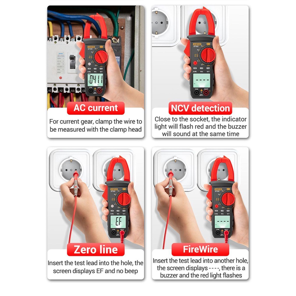 Đồng Hồ Kẹp Kiểm Tra Dữ Liệu Điện Dung NCV DC / AC Kỹ Thuật Số